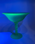 ANTIQUE ART DECO WALTHER & SOHNE SATIN URANIUM GLASS COMPORT