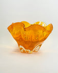 1970s JAPANESE MANDARIN/ORANGE SOMMERSO GLASS HANDKERCHIEF VASE/BOWL