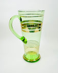 1950s GREEN GOLD GILDED GLASS JUG