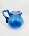 SIGNED 1980s AUSTRALIAN MOUTH BLOWN COBALT BLUE GLASS JUG BY STEPHEN MORRIS