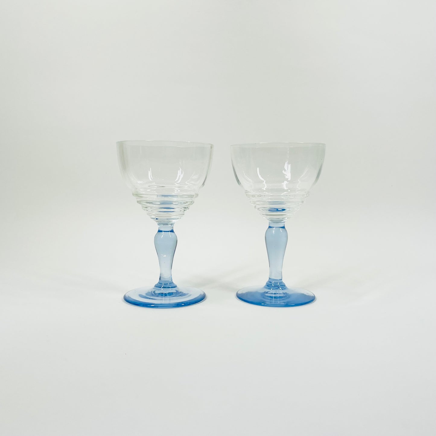 1940s BLUE STEM MINI COCKTAIL GLASSES