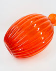 1970s ITALIAN EMPOLI ORANGE RIBBED GLASS OBLONG BOTTLE VASE