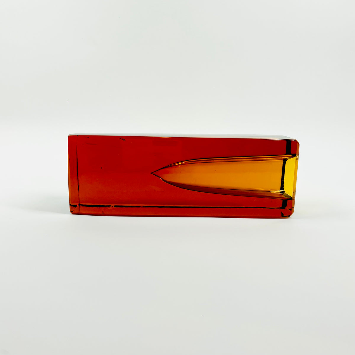 1960s BURNT HONEY BROWN SOMMERSO GLASS BLOCK VASE