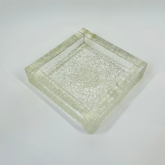 1950s LARGE SWEDISH PUKEBERG ICE GLASS ASHTRAY