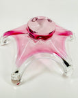 1950s LARGE CZECH SKRDLOVICE PINK SOMMERSO GLASS STARFRUIT BOWL