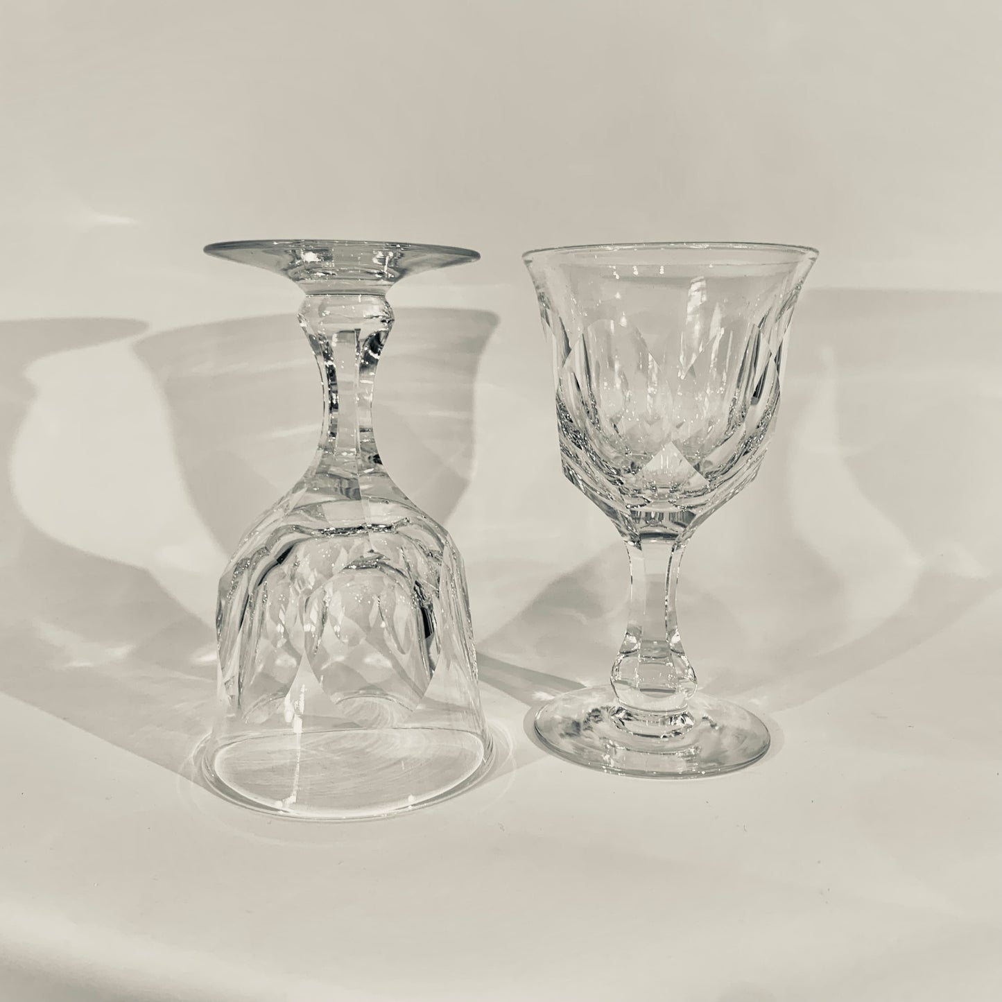 ANTIQUE CUT ENGLISH CRYSTAL WINE GLASSES