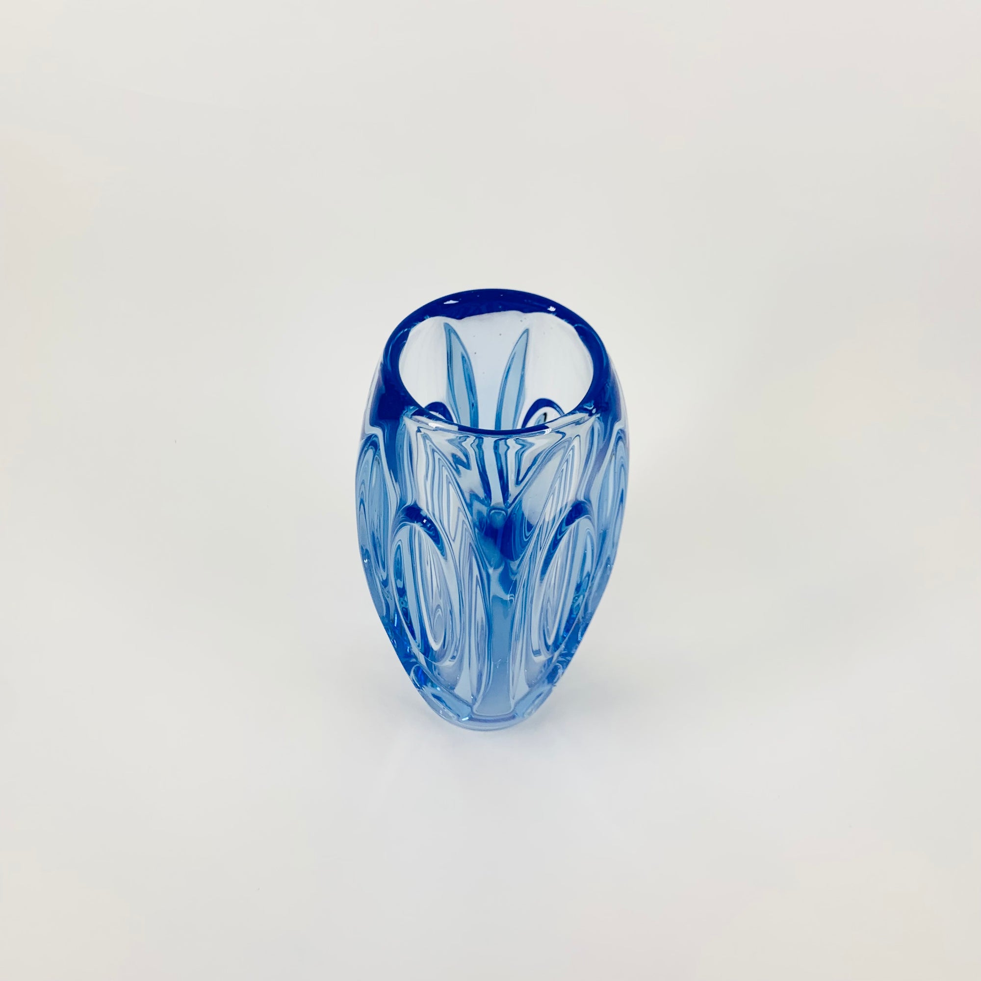 1960s SKLO UNION ROSICE LENS GLASS VASE BY RUDOLF SCHROTTER