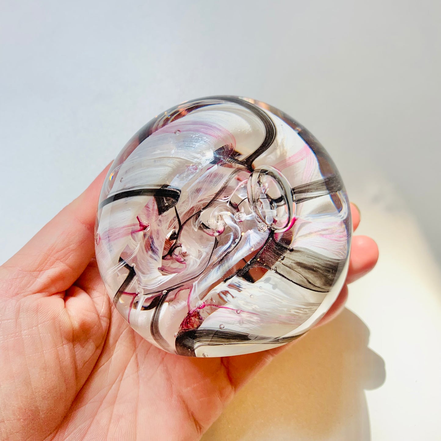 WHITE SWIRLS ABSTRACT PAPERWEIGHT