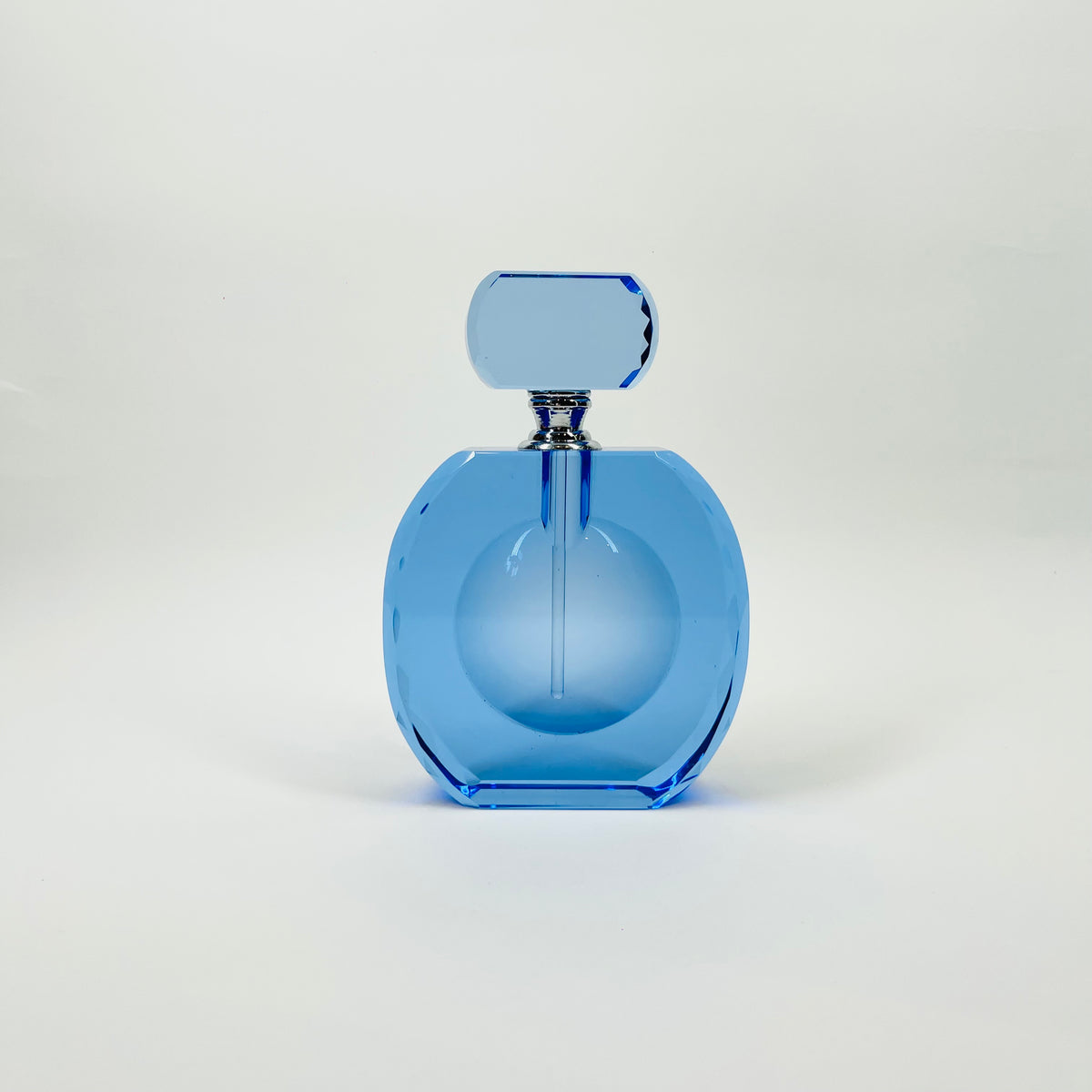 1980s CZECH BLUE CRYSTAL PERFUME BOTTLE