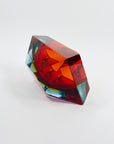 1950s MURANO RUBY BLUE YELLOW SOMMERSO FACETED RECTANGULAR GLASS BOWL
