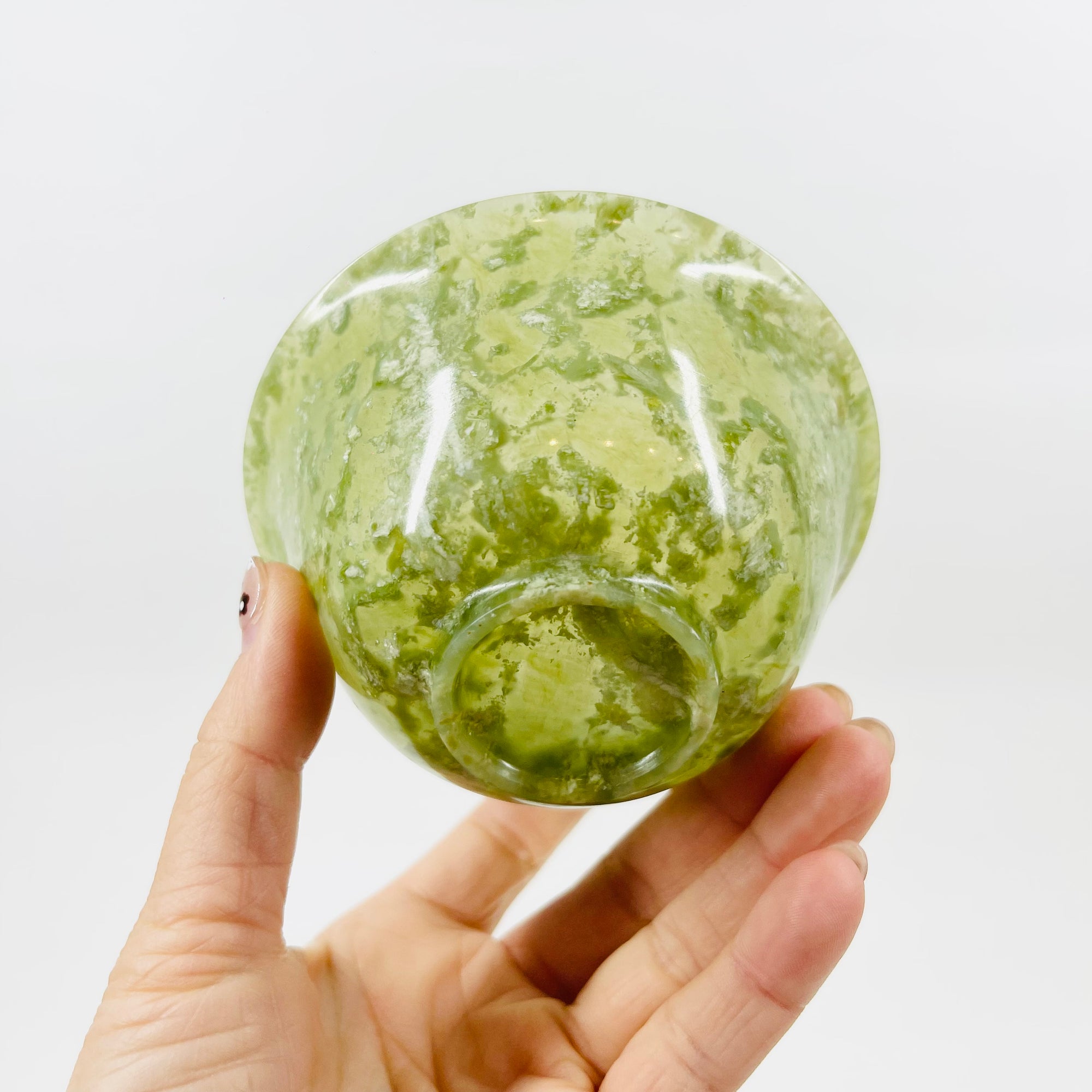 ANTIQUE GREEN JADE STONE CEREMONIAL BOWL