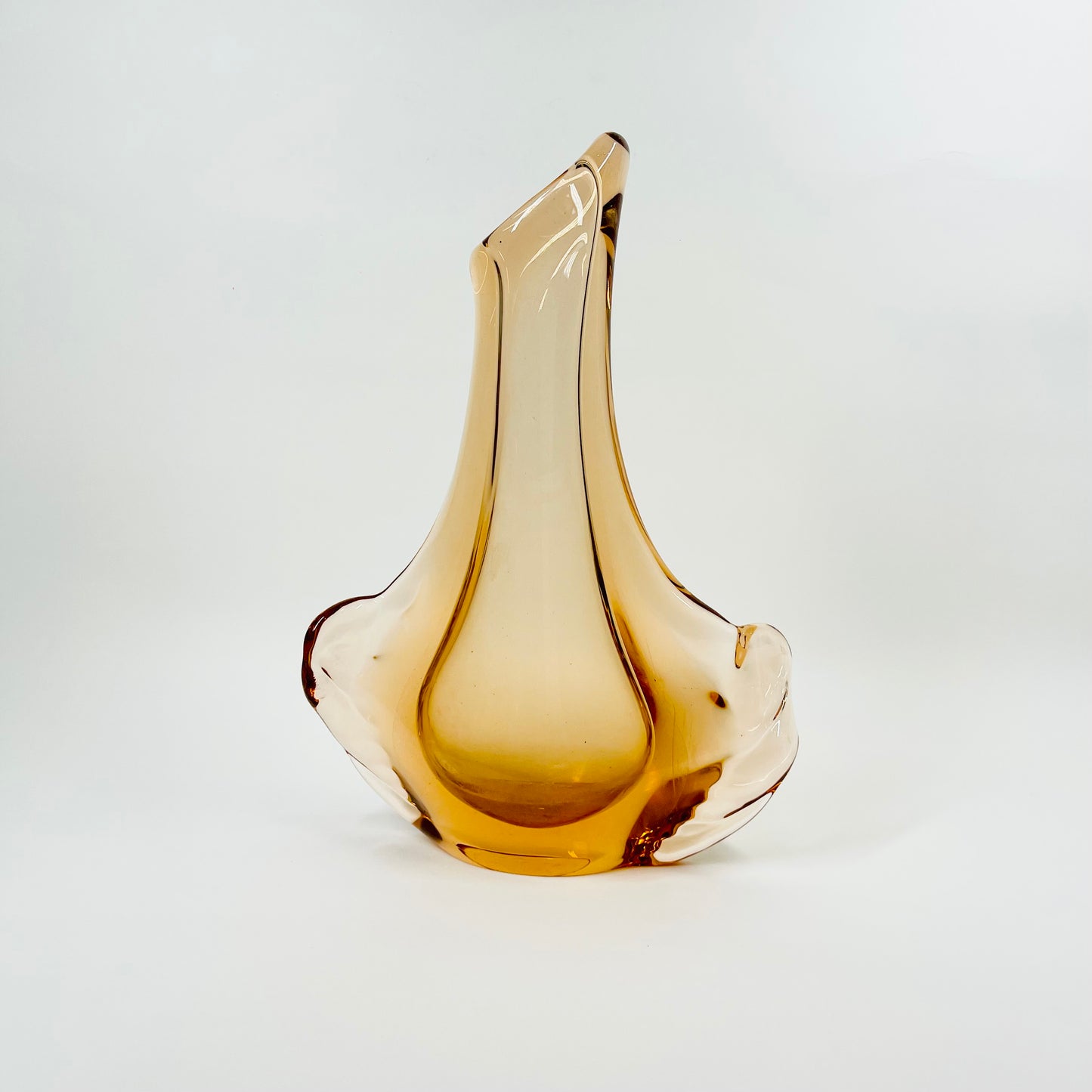 1960s SPACE AGE SKLO UNION AMBER GLASS VASE