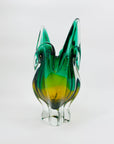 1960s SKLO UNION GREEN SOMMERSO GLASS VASE BY JOSEF HOSPODKA