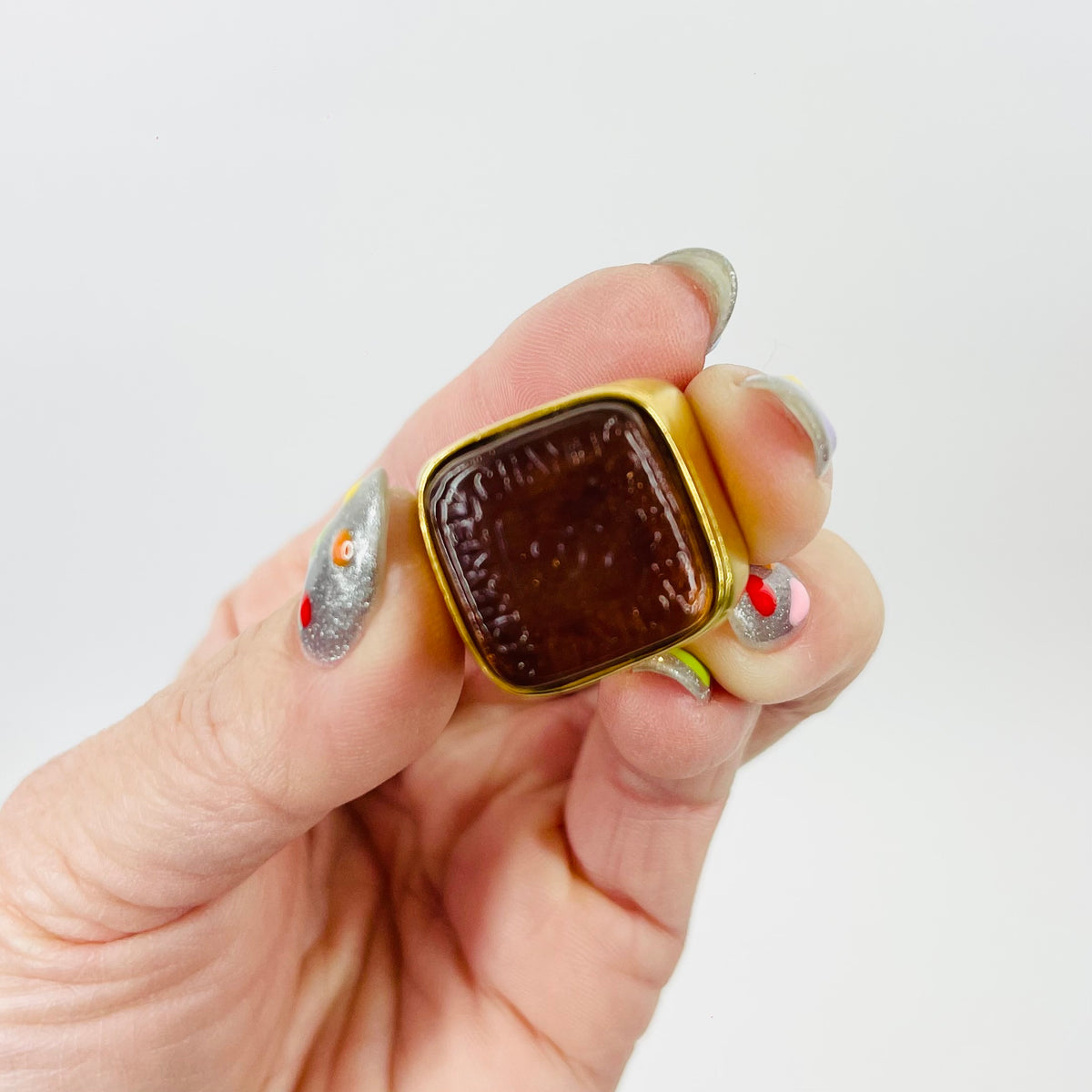 1980s CHANEL GRIPOIX AMBER SEAL RING