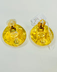 1980s CHANEL TEAR DROP GOLD LOGO CLIP ON EARRINGS