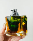 1940s GREEN GOLD AMBER MURANO MANDRUZZATO SOMMERSO FACETED GLASS LIGHTER BOX