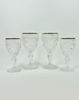 1950s FRENCH PRESSED CRYSTAL GLASSES WITH GOLD RIM
