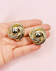 80s LARGE SILVER KNOT BUTTON EARRINGS