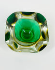 1950s MURANO MANDRUZZATO GREEN YELLOW SOMMERSO DIAMOND FACETED GLASS BOWL