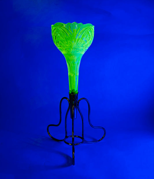 URANIUM GLASS TRUMPET VASE