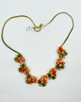 1950s CORAL ROSES & JADE LEAVES NECKLACE
