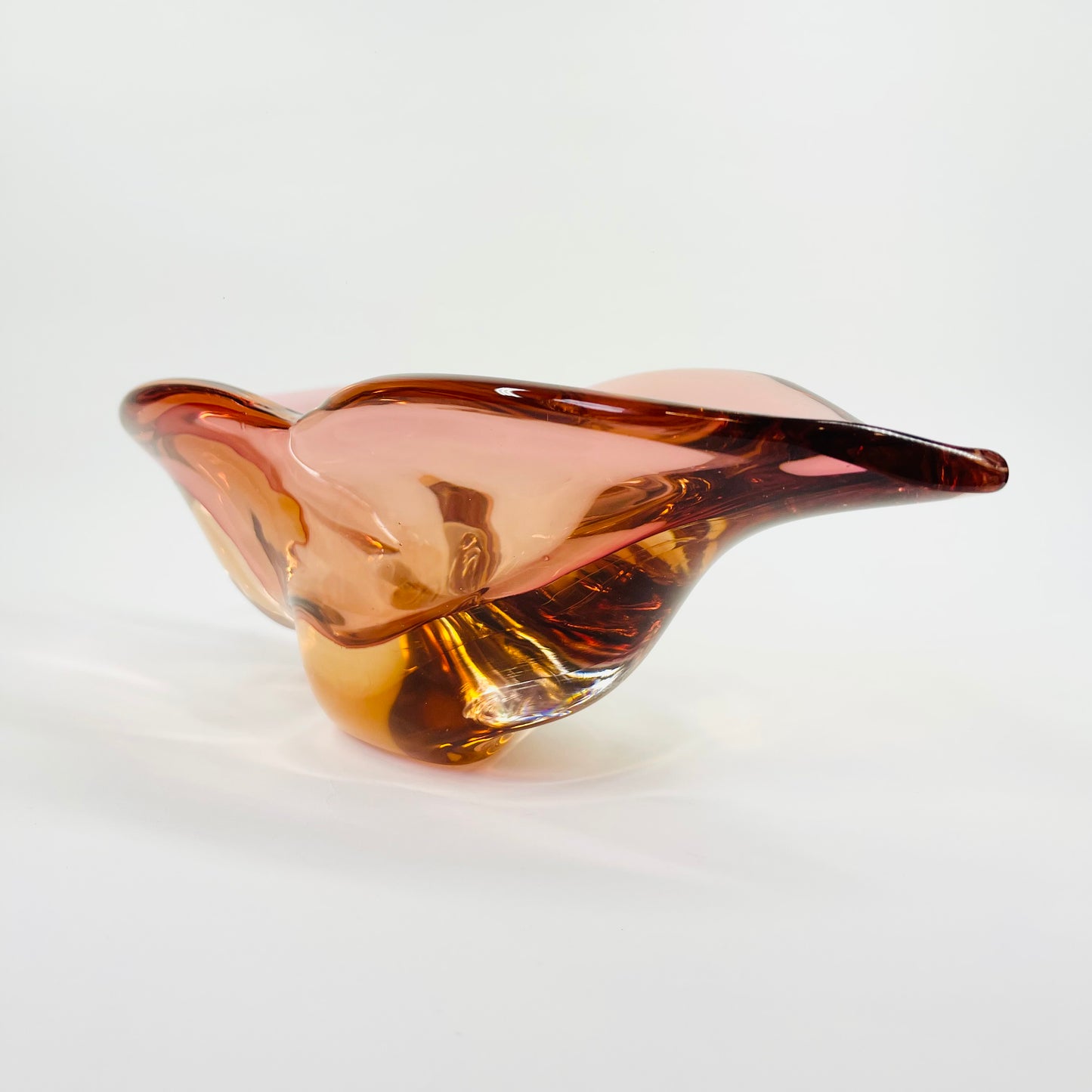 1950s MURANO PINK PEACH OMBRE SOMMERSO GLASS LIPS BOWL