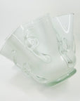 1960s MURANO CASED WHITE RUFFLE RIM HANDKERCHIEF GLASS VASE MILLEFIORI