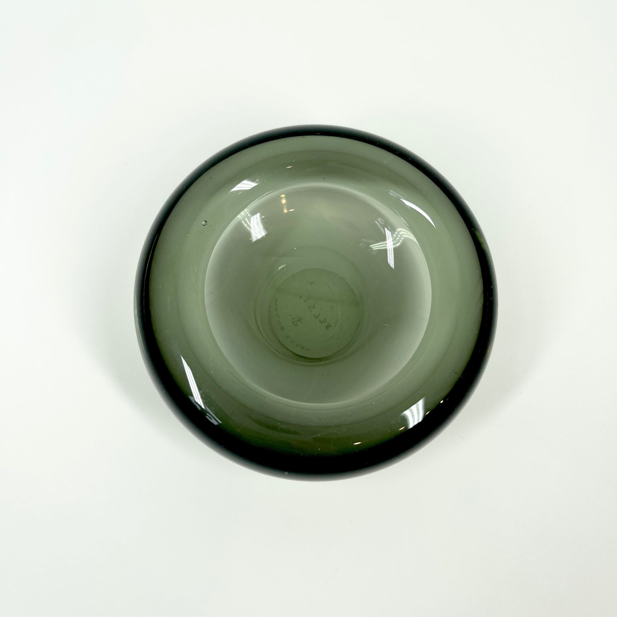 1960s HOLMEGAARD SIGNED GREY GLASS STONE BOWL BY PER LUTKEN