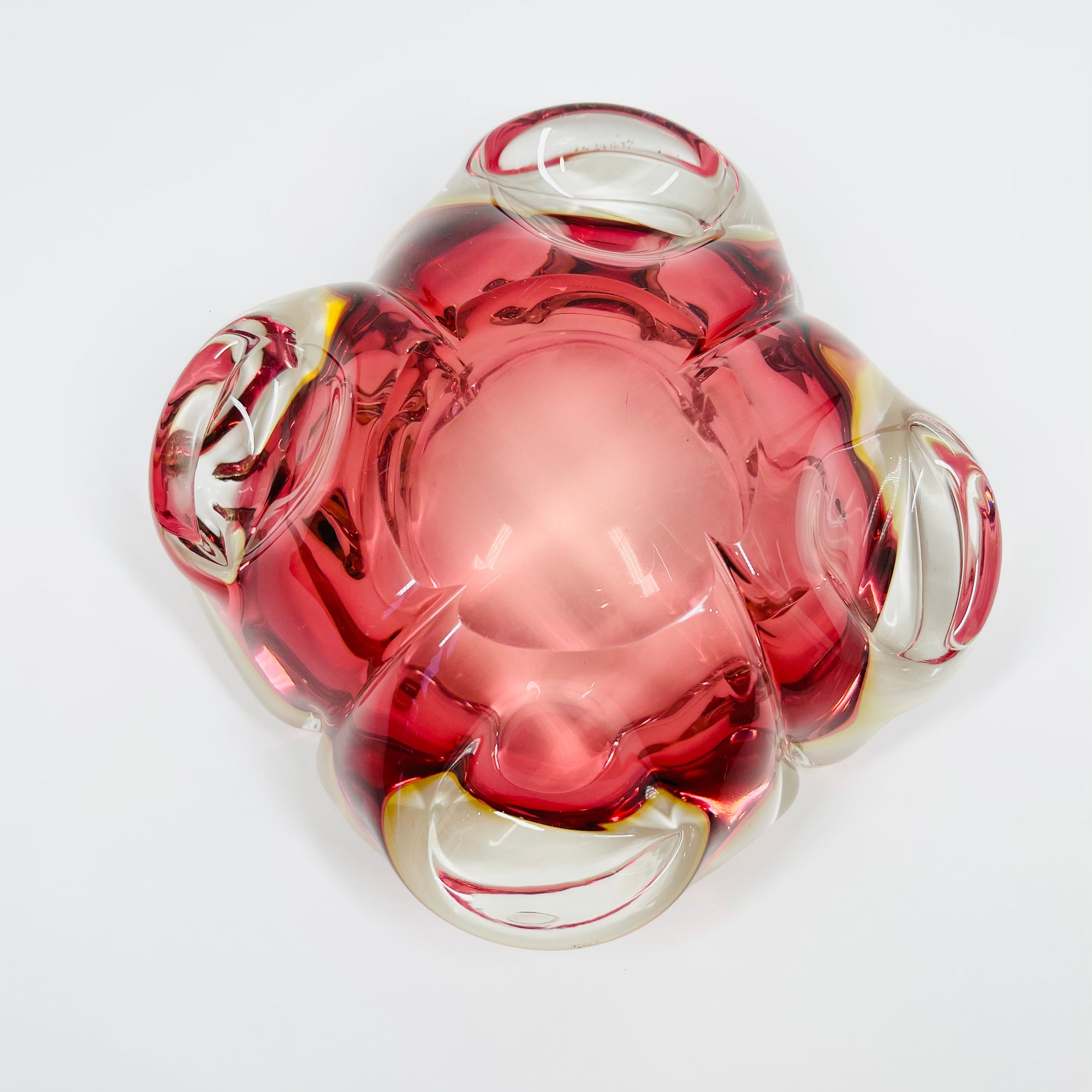 1950s MURANO PINK YELLOW SOMMERSO BOWL/ASHTRAY