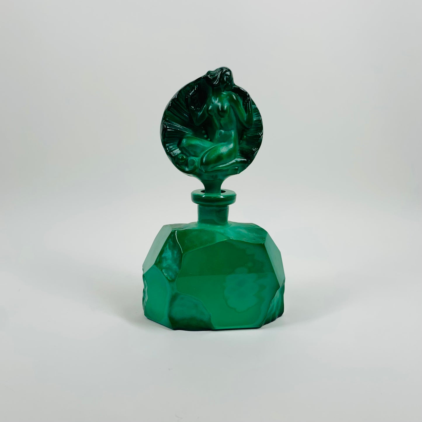 ART DECO MALACHITE GLASS PERFUME BOTTLE