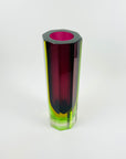 XL 1950s PINK PURPLE GREEN MURANO SOMMERSO FACETED GLASS BLOCK VASE