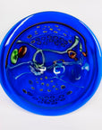 LARGE ANTIQUE COBALT BLUE MURANO GLASS CHARGER PLATE/SHALLOW BOWL WITH MILLEFIORI & MURRINE DECORATIONS