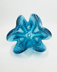 1950s LARGE ITALIAN MURANO TURQUOISE BLUE LATTICINO SOMMERSO STARBURST GLASS ASHTRAY/BOWL