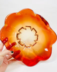 RED FLOWER GLASS BOWL/ASHTRAY
