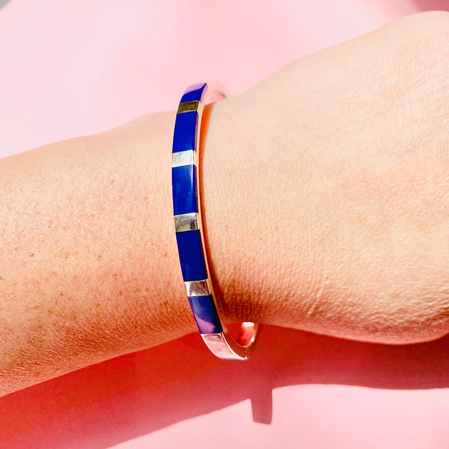 STERLING SILVER LAPIS BANGLE