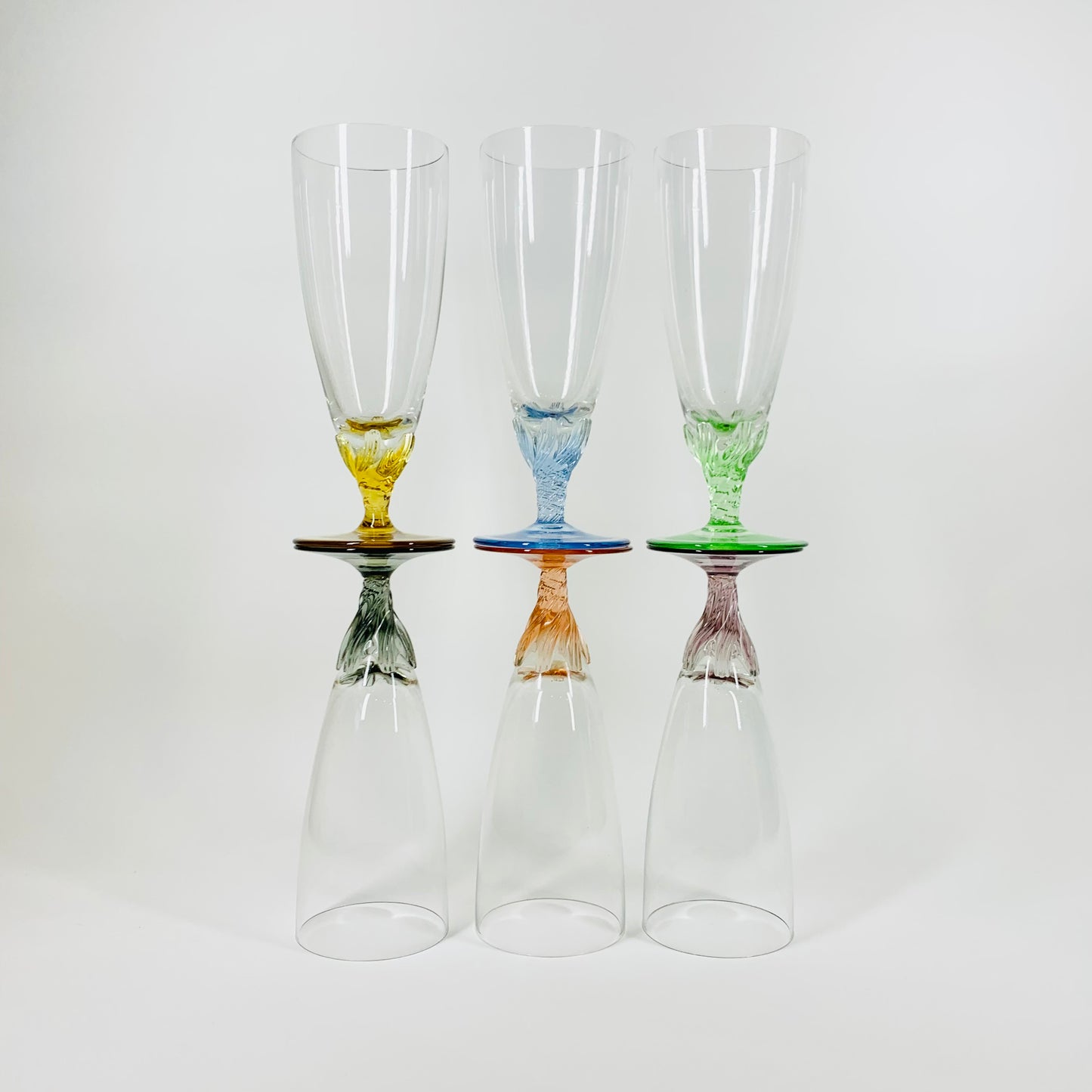 50s HARLEQUIN CHAMPAGNE FLUTES