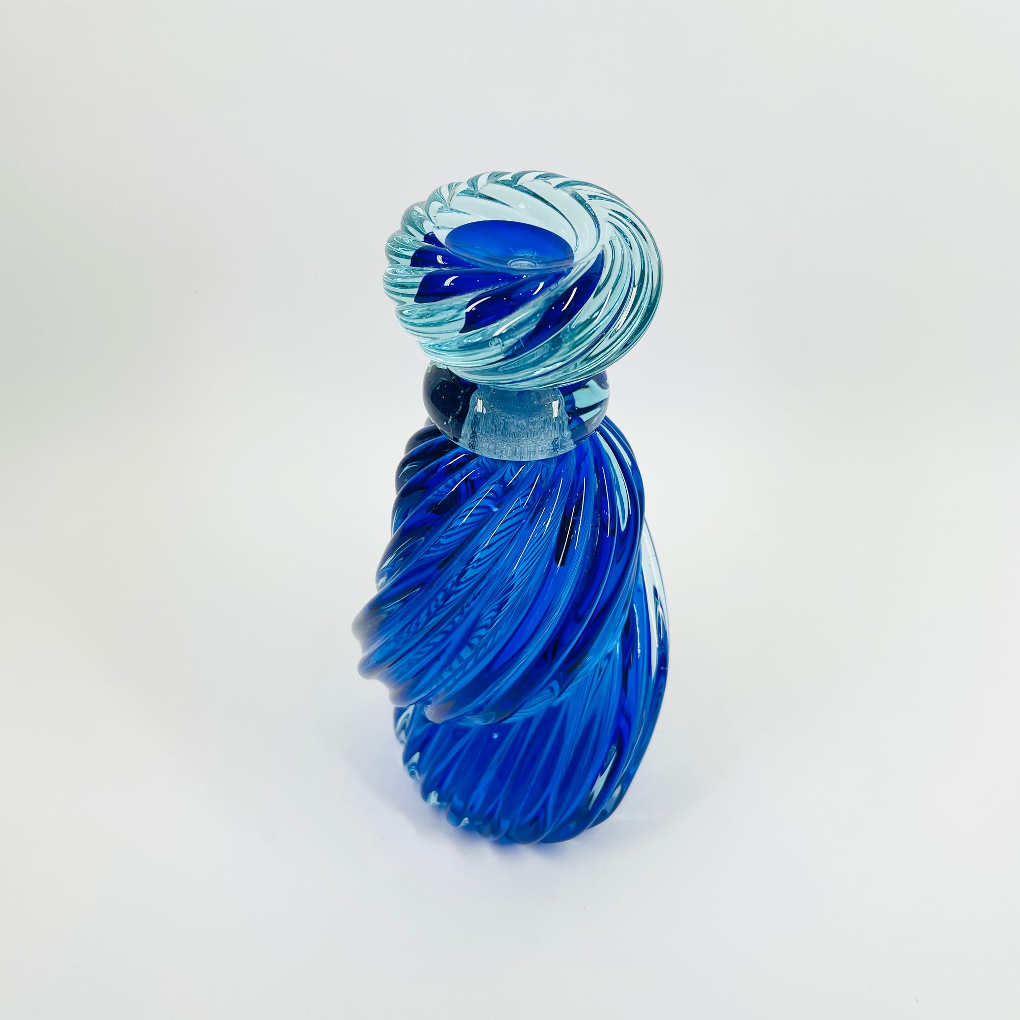 1930s MURANO COBALT BLUE TWIST SOMMERSO GLASS DECANTER