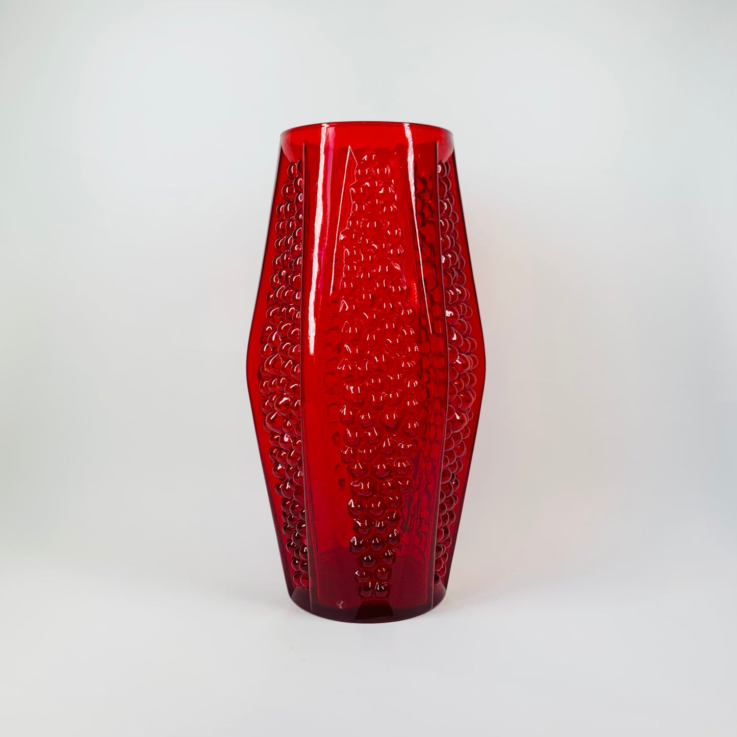 1960s ITALIAN EMPOLI RED GLASS VASE