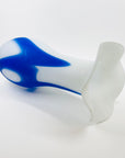 1970s JAPANESE CASED WHITE BLUE GLASS VASE WITH RUFFLE RIM