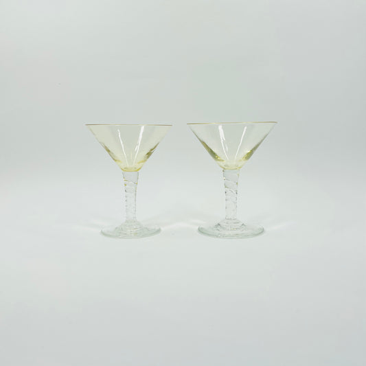 1940s CITRINE SHORT STEM MINI COCKTAIL/MARTINI GLASSES