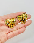 1995 CHANEL CC LOGO MARK HEARTS EARRINGS