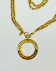 1980s CHANEL CC LOGO MEDALLION GLASS LOUPE PENDANT NECKLACE/BELT