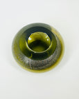 1980s MURANO GREEN SATIN GLASS SQUAT VASE WITH SILVER GOLD AVENTURINE