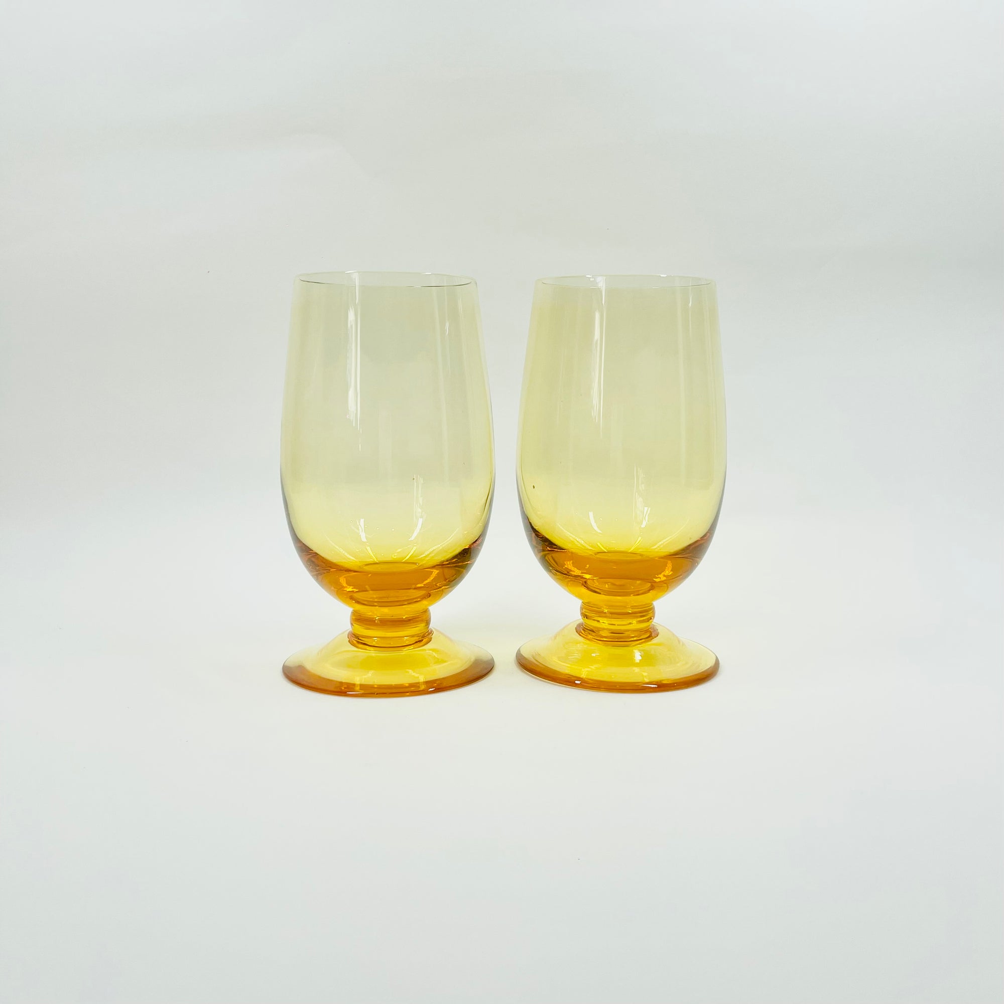 1950s STUART AMBER CRYSTAL FOOTED HIGHBALL
