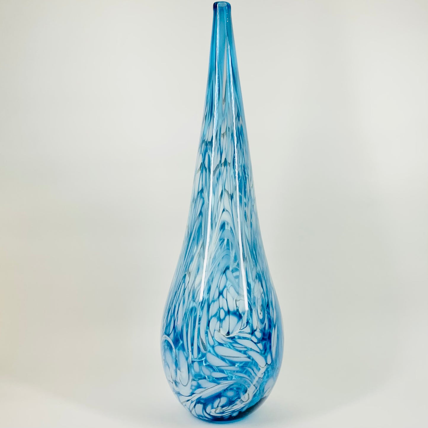 1980s MURANO MOUTH BLOWN BLUE SPATTER BOTTLE VASE