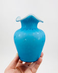 TURQUOISE SATIN RUFFLE RIM VASE