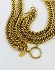 LIMITED EDITION 1980s RUNWAY CHANEL QUILTED CUT OUT PLATE DOUBLE CHAIN NECKLACE