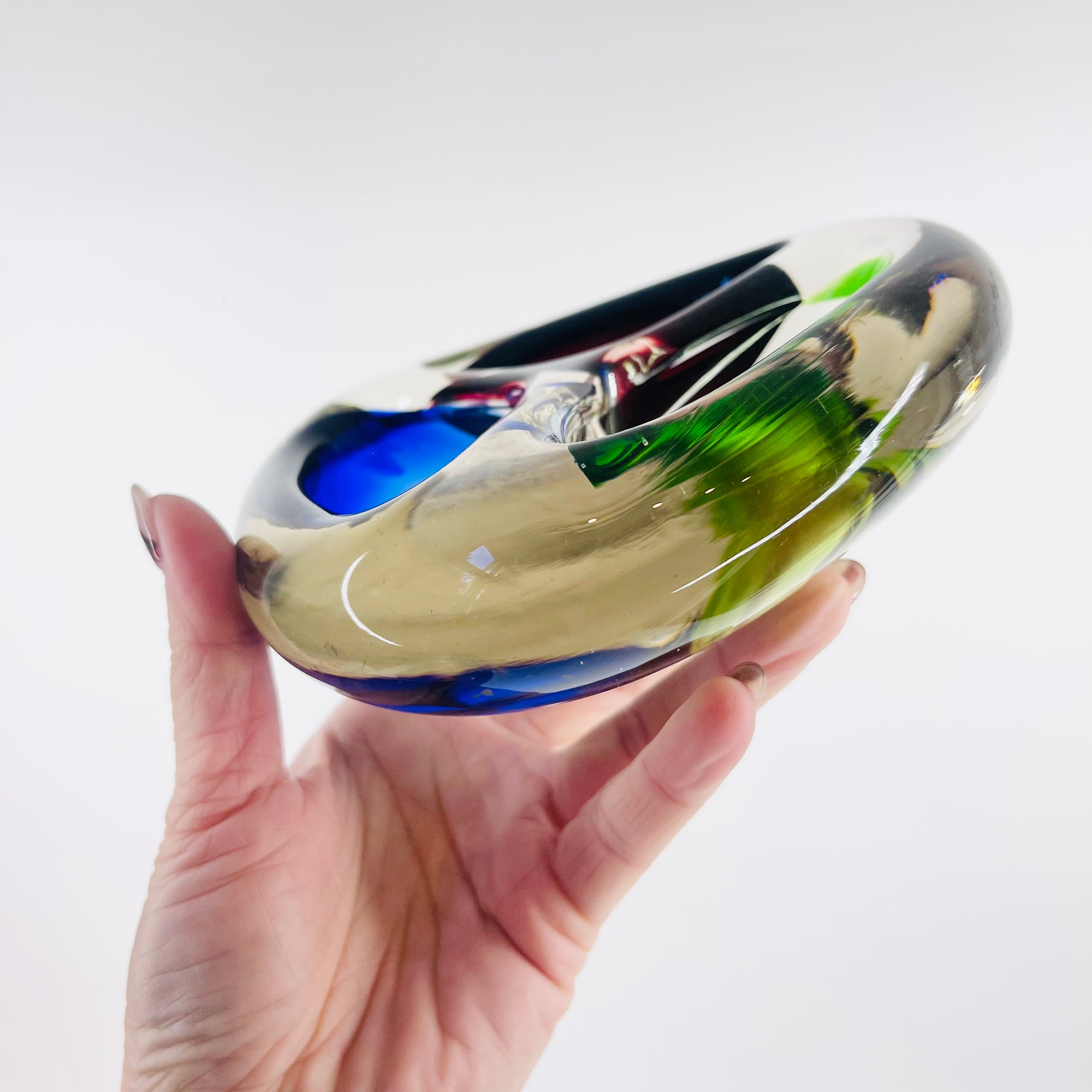 1950s MURANO RED GREEN BLUE BOWL/ASHTRAY