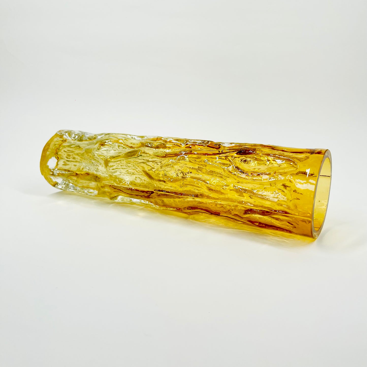 1970s GERMAN BARK GLASS CYLINDER VASE