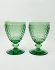 1980s HEAVY LARGE VILLEROY & BOCH GREEN GLASS GOBLETS